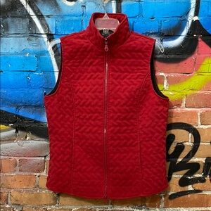 NTCO NORMADIC TRADERS-women’s red quilted two way-zip turtleneck vest jacket